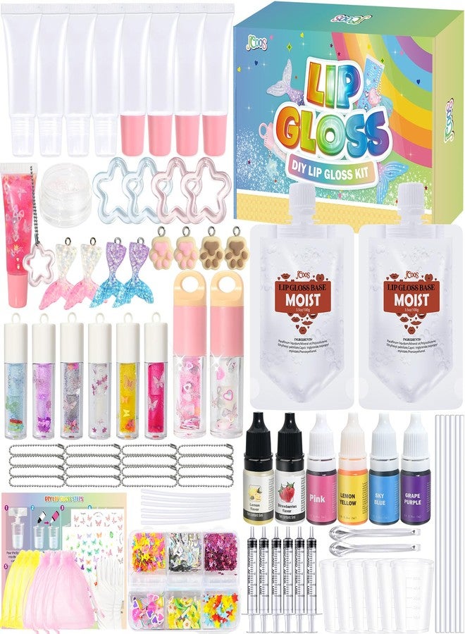 Jcoos Make Your Own Lip Gloss Kit, JCOOS Lip Gloss Making Kit, 94PCS Fun Keychain DIY Lipgloss Sets for Girls, Flavored Moisturizing Glitter Lip Kit, Kids Lip Gloss, Tween Girls Trendy Stuff Christmas Gifts - Image 1